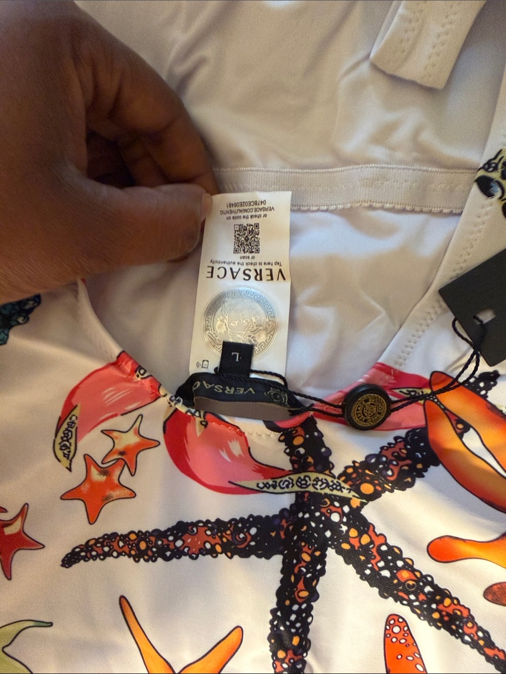 Versace White Multicolor Seashell & Starfish One-Piece - Picture 6 of 9